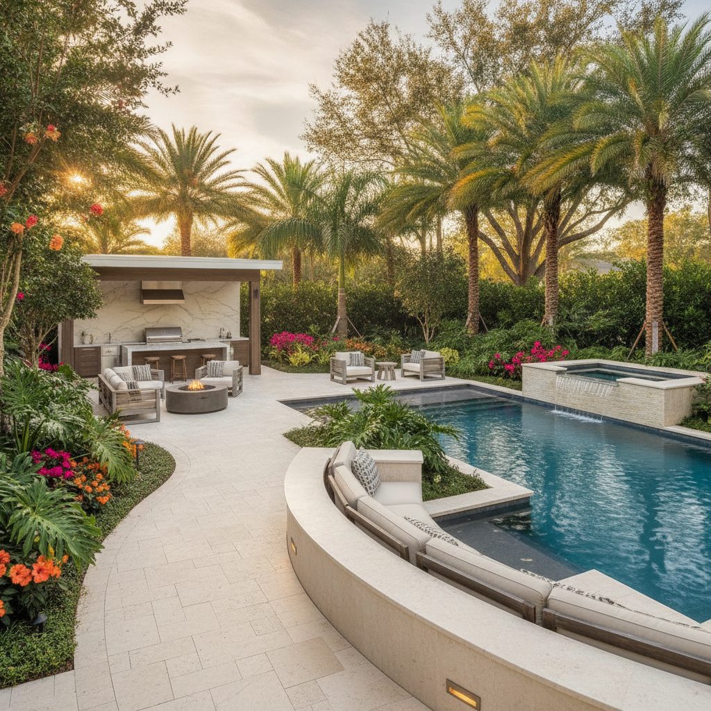 Curved paver walkway and seating wall, Winter Park